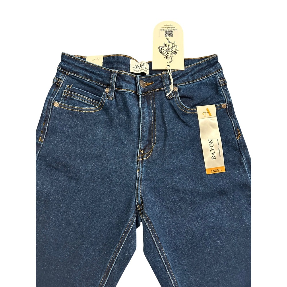 Angel High Rise Stretchy Straight Jeans Womens Size 7 Dark Blue New NWT Rayon - Picture 5 of 11